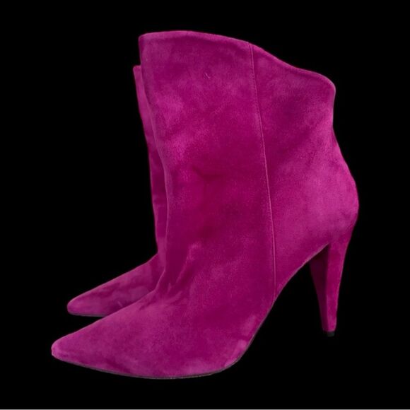 Iro Fuschia Suede Leather Ankle Cone Heel Boots Size 40/9 - Picture 1 of 16